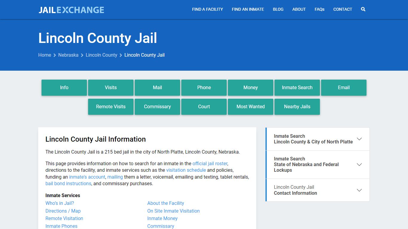 Lincoln County Jail, NE Inmate Search, Information